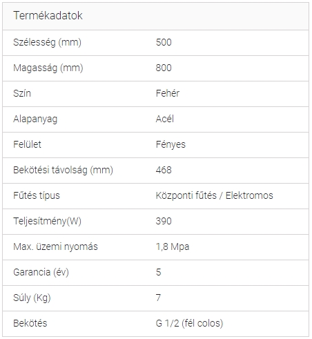 Törölközőszárító Arezzo AR-MW 80-50 fehér